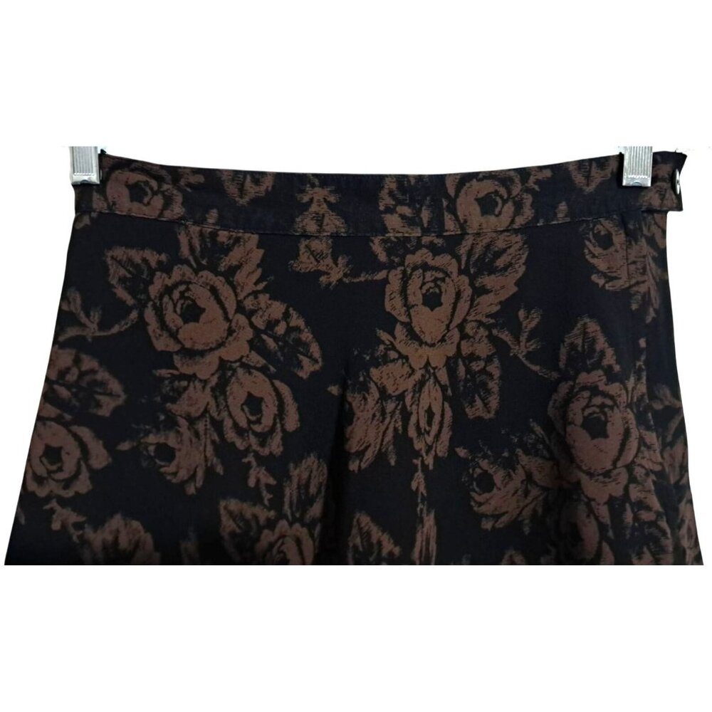 VTG 90s GAP Floral Mini Skirt Size 8 Side Zip Y2K Black Rose Scallop Ray - Picture 4 of 7